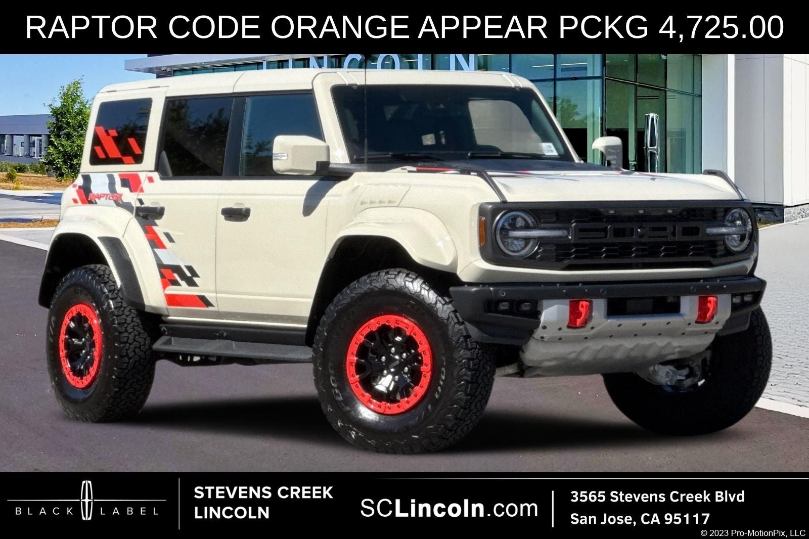 2025 Ford Bronco Raptor in Desert Sand — front three-quarter view