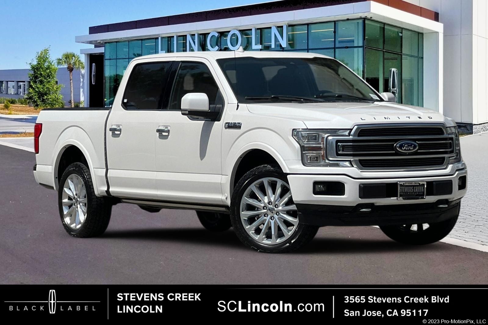 2019 Ford F-150 Limited in White Platinum Clearcoat Metallic — front three-quarter view