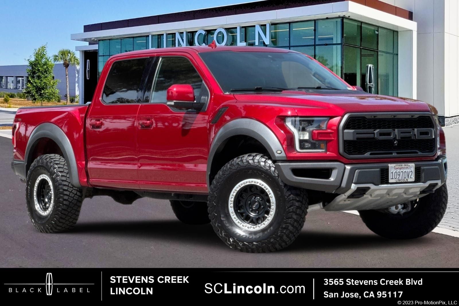2019 Ford F-150 Raptor in Ruby Red Metallic — front three-quarter view