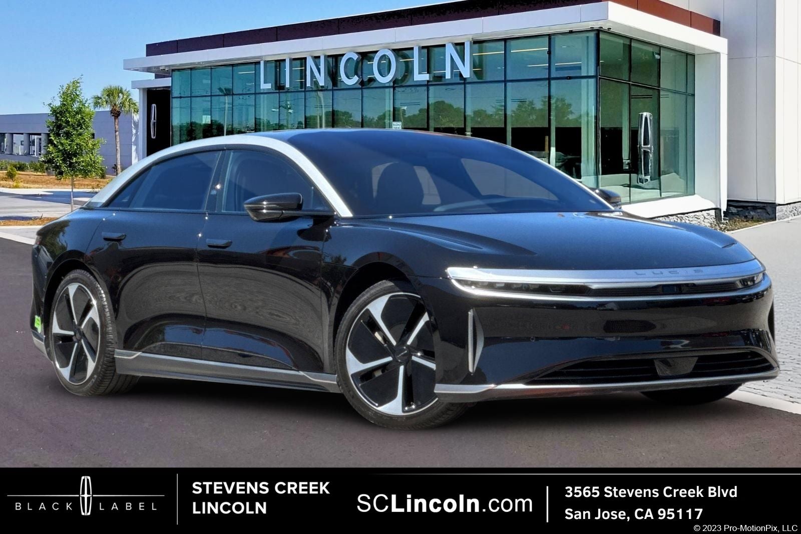 2023 Lucid Air Touring in Black — front three-quarter view