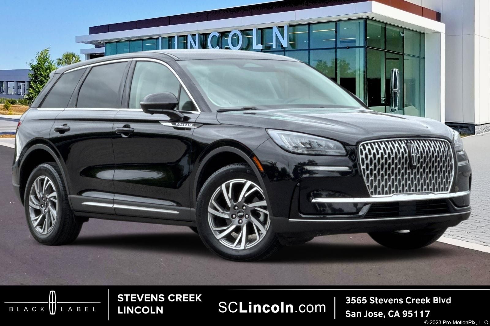 2023 Lincoln Corsair Standard in Black Metallic — front three-quarter view